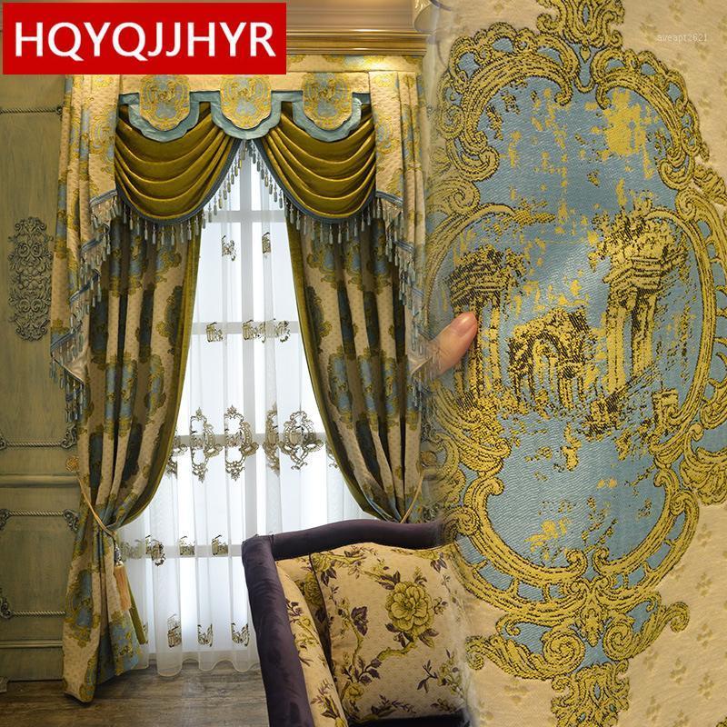 

Luxury villa classic European high quality embroidery Blackout curtains for living room with Upscale Voile Curtain for bedroom1, Tulle