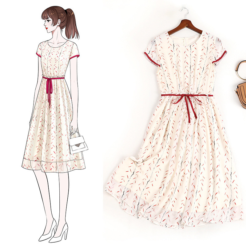 

Little Size Short Women 2021 Summer Loose Old-blocking Belly-reduce Female Dress Ws5l, Beige