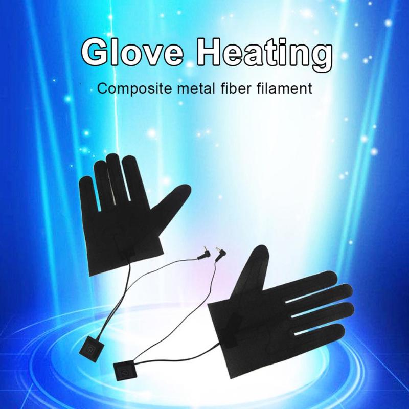 

Five-finger Gloves Heating Sheet DC Power Supply with Three-level Thermostat Switch Heated Gloves Winter Hand Warm, Black