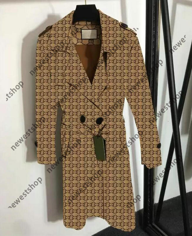 

22ss Autumn womens trench coats designer luxury Women Windbreaker classical letter print jacket Deerskin Velvet Long Belt Coat Female Windbreakers, Coffee