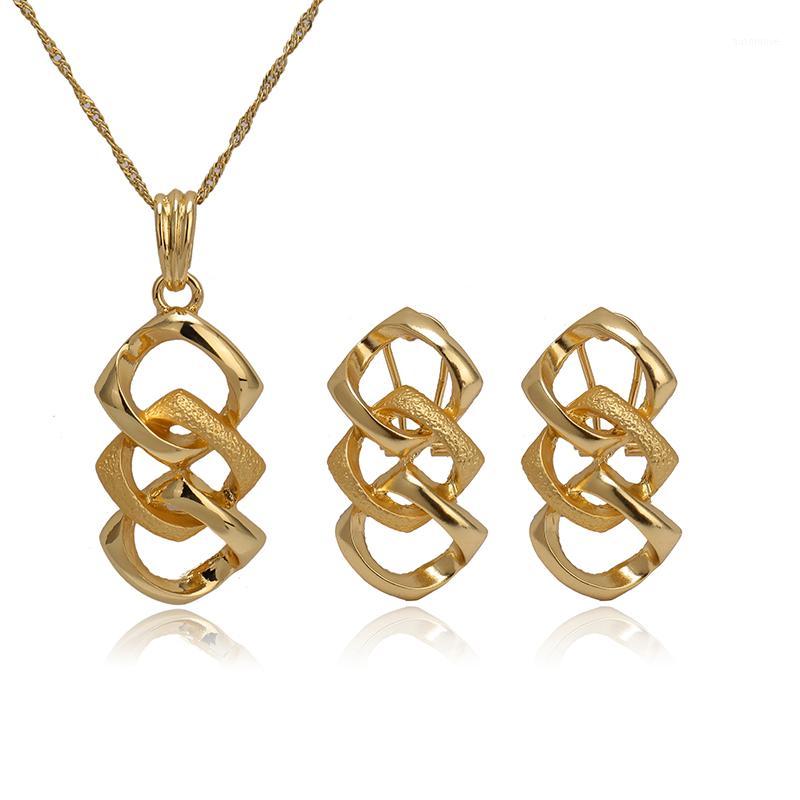 

Fashion Dubai Gold Color Women Jewelry Sets 2020 Brand Necklace Earrings Pendant For Party Wedding Daily Wear Gift Jewelry1, As pic
