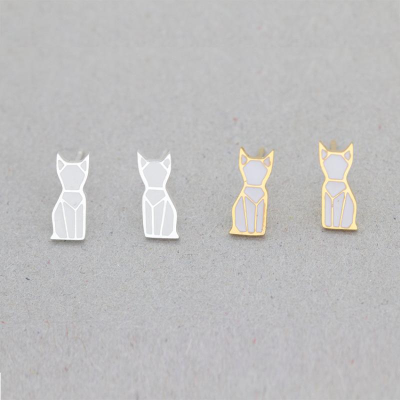 

Summer Style Pequenos Cat Animal Stud Earrings Tattoo Origami Lover Memorial Cute Pet Earrings Trendy Jewelry Bijoux Femme