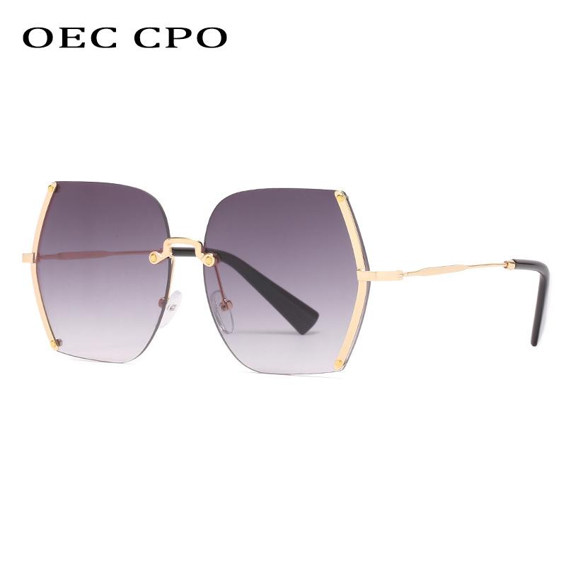 

Sunglasses OEC CPO Oversized Rimless Women Brand Designer Vintage Square Sun Glasses Female Retro UV400