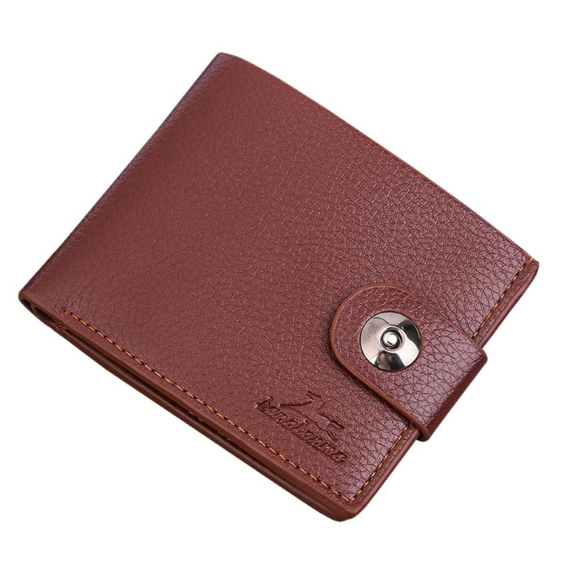 

New Men Wallets Small Money Purses Wallets Solid Color Vintage Hasp Lichee Pattern Wallet Multi Card Position Coin Bag Wallet, Black