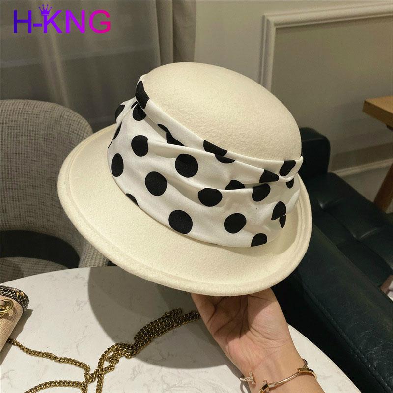 

New Fedora Hat in Spring Winter Elegant Women's Wool Hat Holiday Travel Noble High Quality Women's Banquet, White