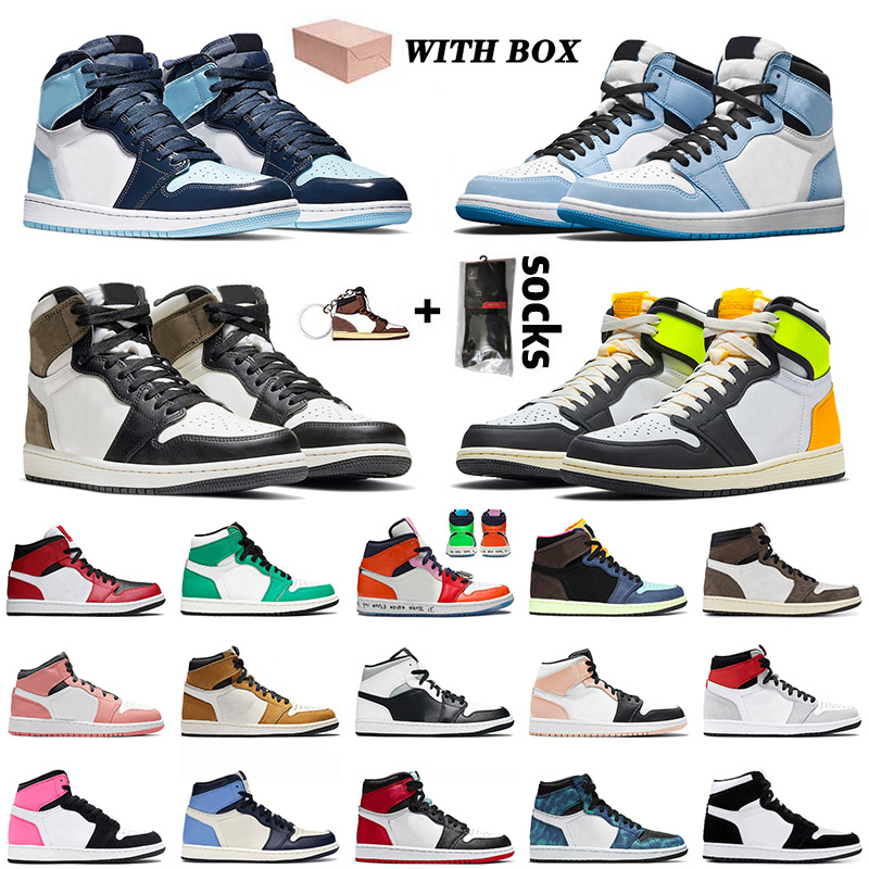 

WITH BOX 2021 New Arrival |UNC Patent Basketball Shoes 1 1s University Blue Volt Gold White High Dark Mocha Off Retro Trainers Sneakers, D15 mid milan 36-46