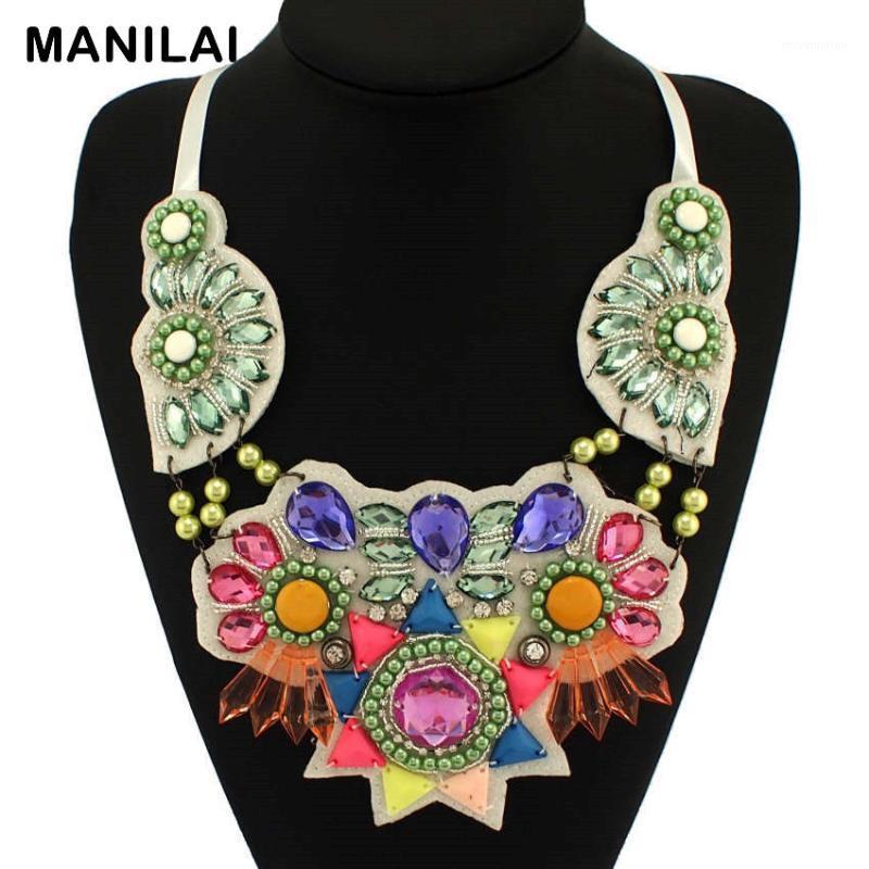 

MANILAI Bohemia Chic Collares Statement Necklace Big Fashion Exaggerated Handmade Jewelry Multicolor Beads Choker Necklace1