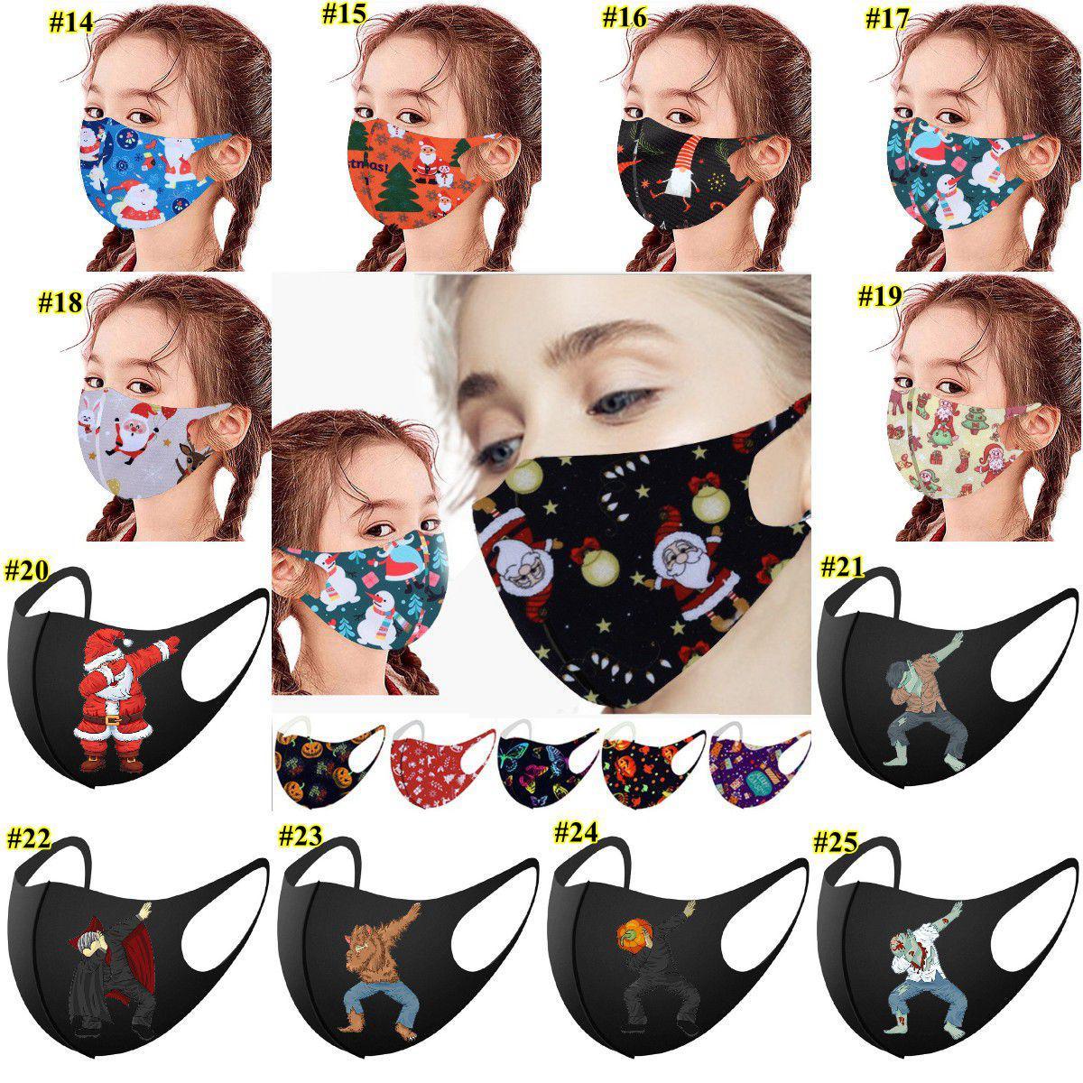 

Elk Printing Ice Silk Cotton Mask For Men and women Christmas Fashion Face Dust-proof Breathable Santa Claus Xmas Masks