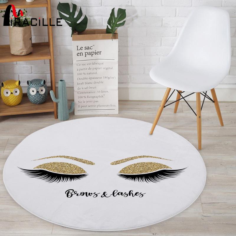 

Miracille Fashion Eyelashes Soft Round Carpet Modern Home Decor Floor Rug Bedroom Anti-slip Play Mats for Children Chair, Htrm0016-6