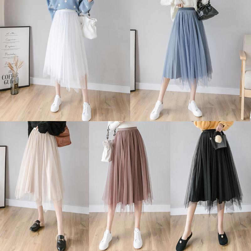

Autumn 2020 New Gold Velvet Pleated Irregular High-waist Mesh One-step Skirt Mid-length Female, Beige