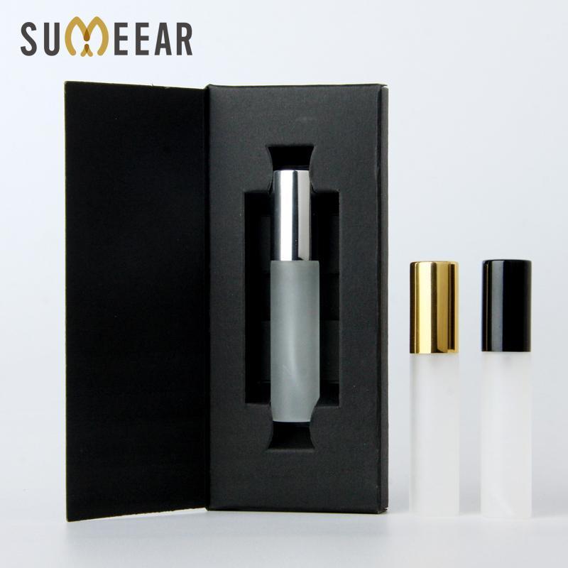 

50 pieces/lot 10ml frost galss perfume bottle spray bottle with black and white box perfume atomizer package1
