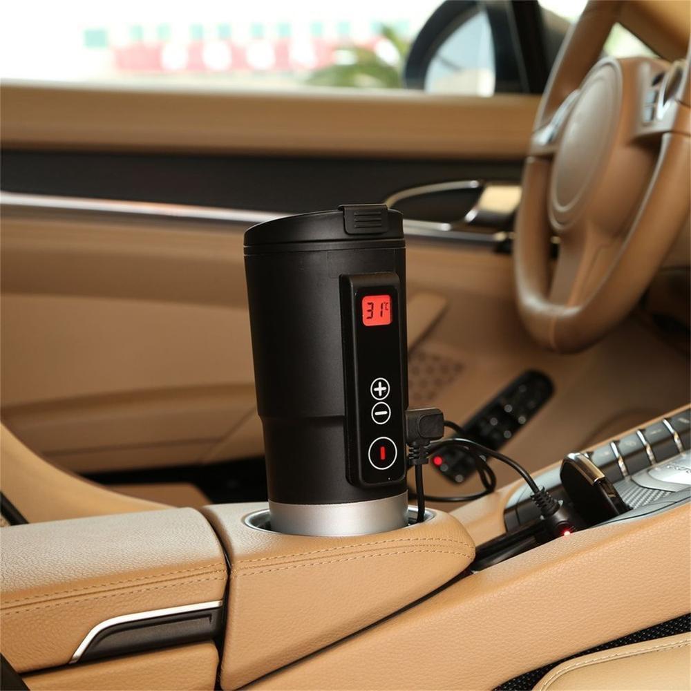 

410ml Intelligent Car Auto Heating Cup Adjustable Temperature Car Boiling Mug Digital Display Kettle Vehicle Thermos 3 Colors 201109