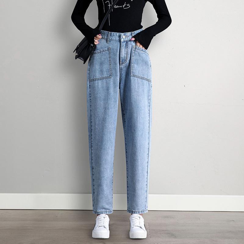 

High waist jeans woman mom boyfriend jeans for women plus size denim Harem Pants streetwear womens clothing street style blue1
