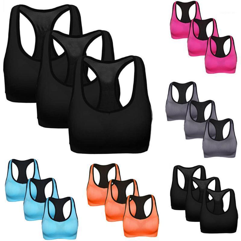 

3pcs Sports Bra Breathable High Elasticity Top Deportivo Mujer Shockproof Bras For Women Crop Top Fitness Yoga Bra Deportivas Z21, Black