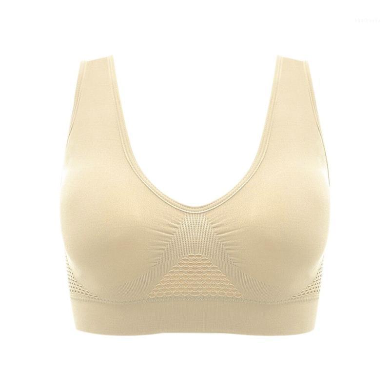 

High Quality 2020 Sports Bras Air Permeable Cooling Summer Sport Yoga Wireless Bra Sujetadores Deportivos Hot Sell #J2P1, Beige