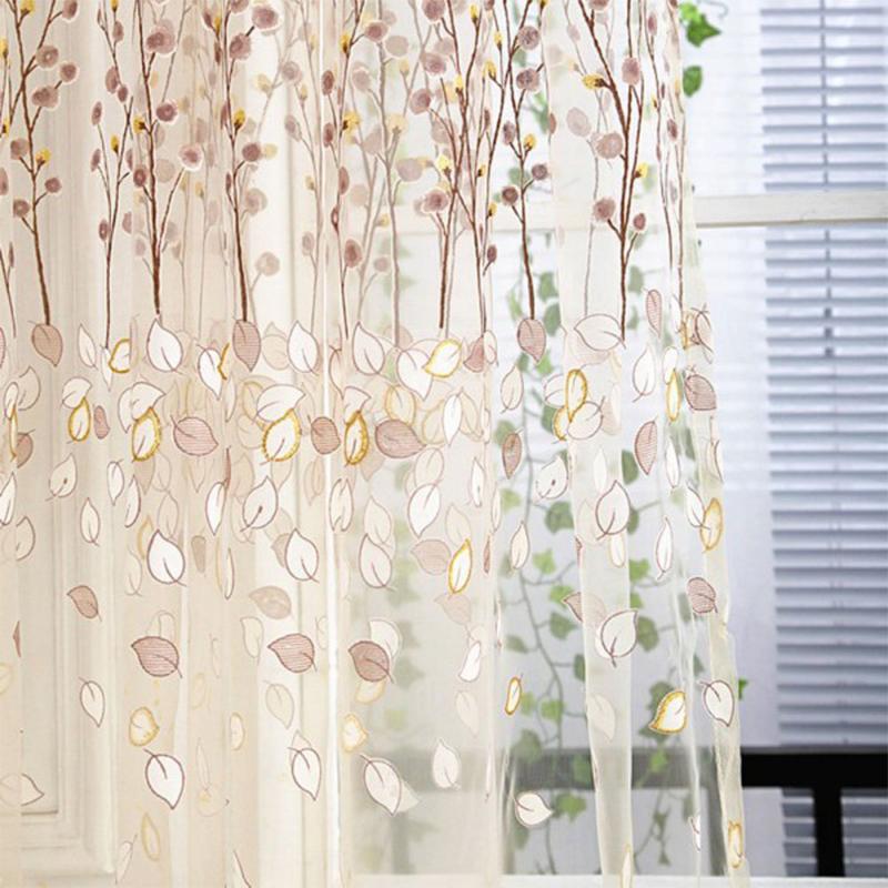 

Decorative Bloom Window Screen Living Room Bedroom Home Decor Curtain Wedding Party Decoration Romantic Tulle, Beige