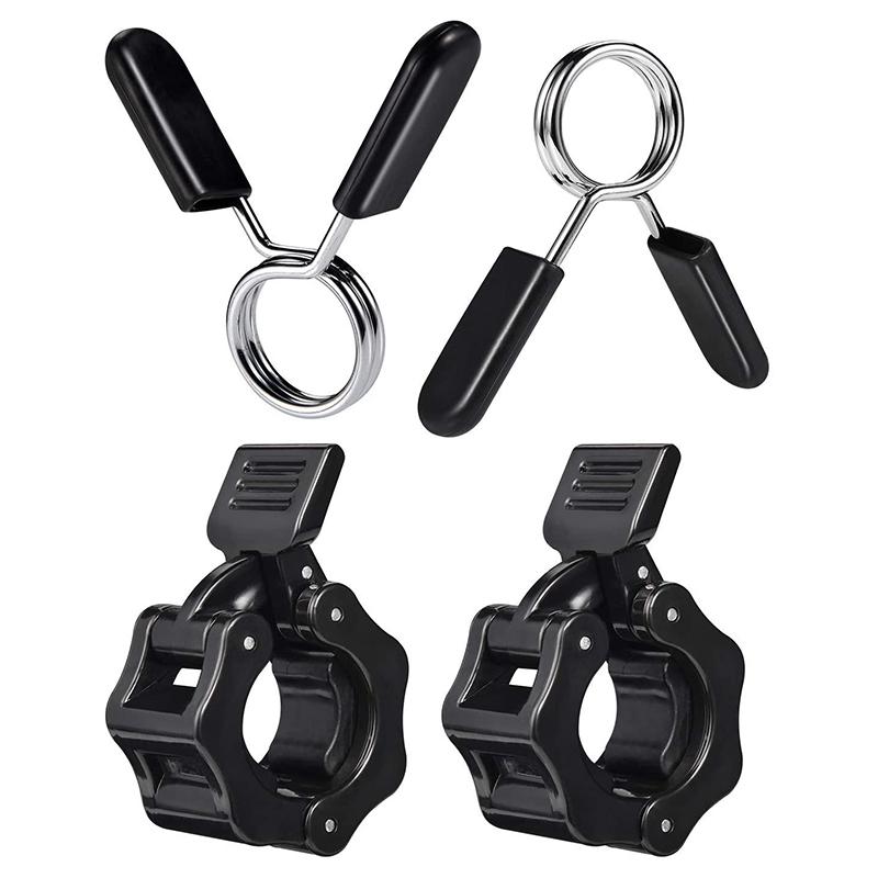 

2Pcs 1 Inch Barbell Spring Clips + 2Pcs Barbell Clips for Fitness Strength Training and Weight Lifting Equipment