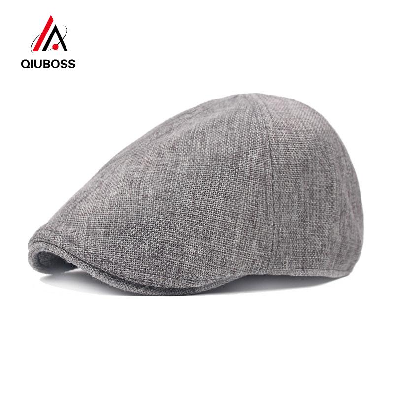 

QIUBOSS Fashion Newsboy Caps Hats Mens Womens Ivy Cap Spring Summer Retro Berets Women's Forward Hats Adjustable QB37, Black