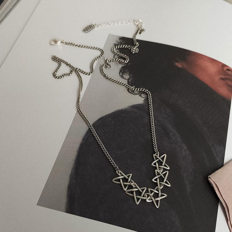 

925 Sterling Silver Five-pointed Star Necklace Female Anti-allergic Thai Silver Star Clavicle Necklace For Women S-N666
