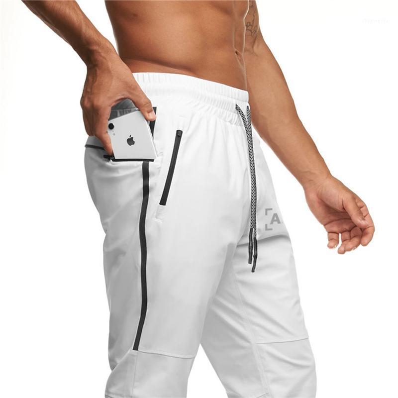 

Male casual Overalls Men's jogger sports trousers feet pants Autumn winter fitness running Reflective letter printing sweatpants1, White