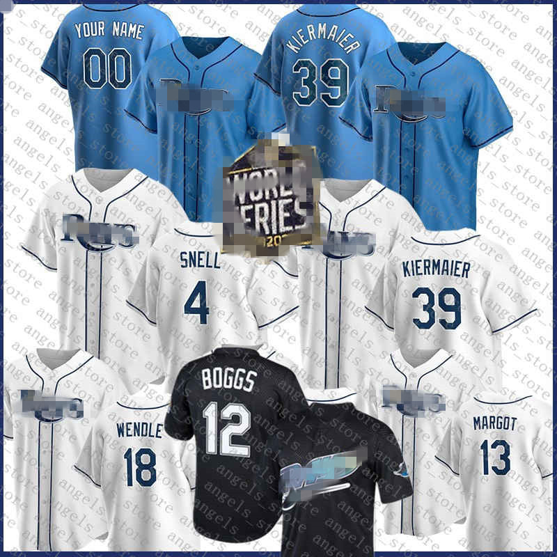 

12 Wade Boggs 39 Kevin Kiermaier Tampa 2020 Bay Custom Rays Baseball Jersey Blake Snell Jackie Robinson Matt Duffy Evan Longoria Joey Wendle