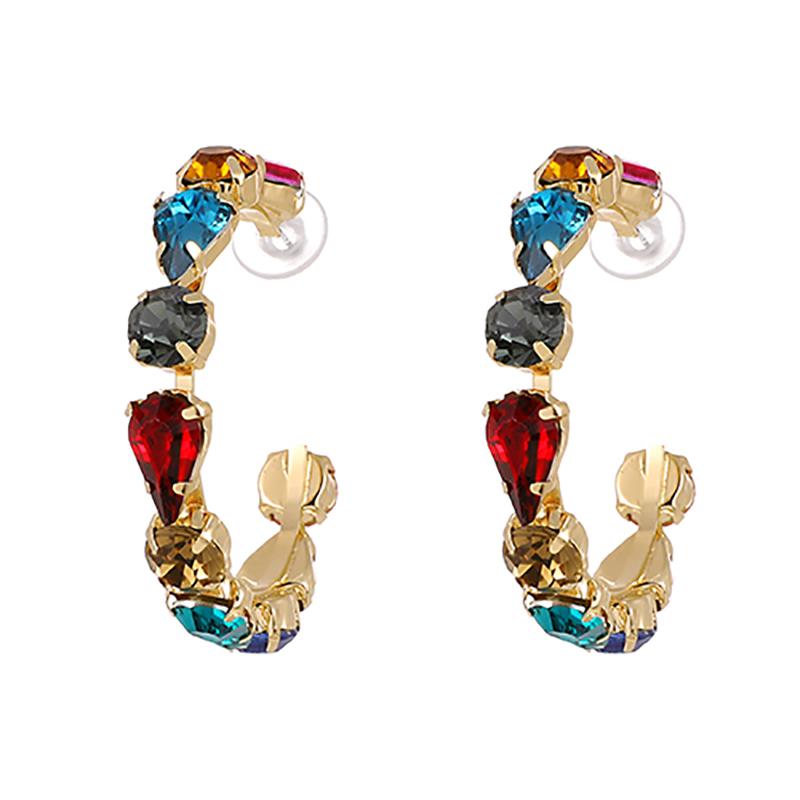 

ZHINI New Fashion Charming Color Crystal Hoop Earrings for Women Simple Geometric Circle Drop Earring Statement Jewelry brincos