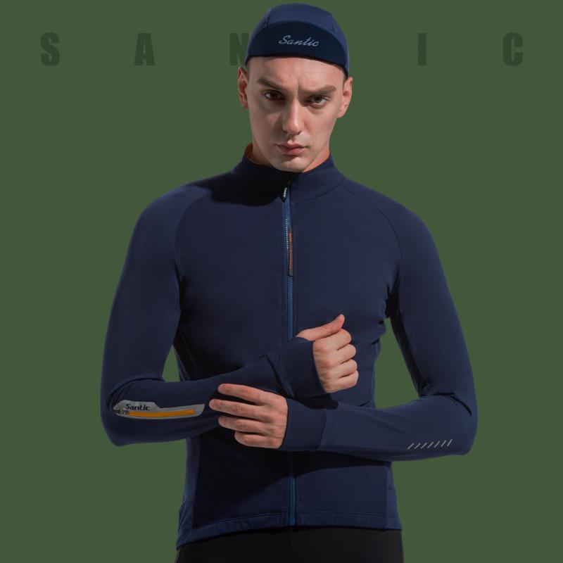 

Santic winter cycling jacket outdoor sports long sleeves autumn cashmere warm road bike jacket mountain biking asian WM0, Black