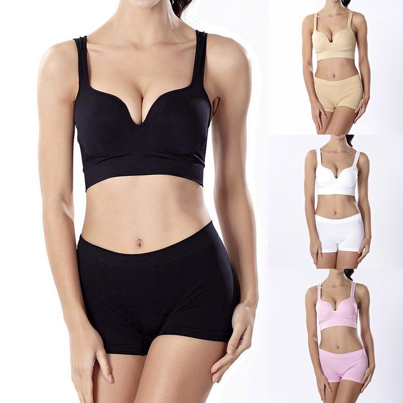 

Sexy Sports Suits Seamless Yoga Set Women Fitness Clothing Sportswear Woman Gym Short Leggings Padded Push-up Sports Bra1, Black