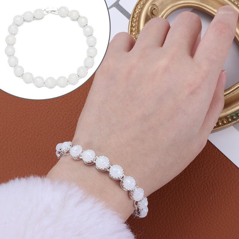 

Charm Bracelets Women's Inlaid Opal Jewelry Gifts Silver Chain Roman Fire Bracelet