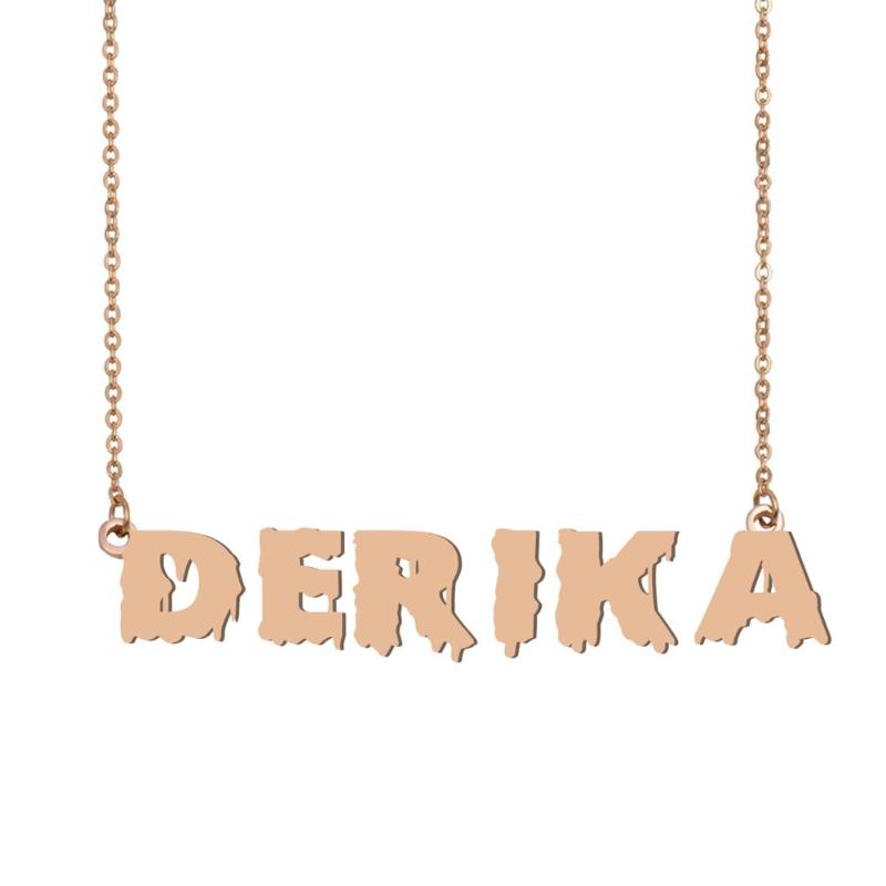 

Derika Name Necklace , Cool Bloody Art Name Necklace for Halloween and Santa's Day Jewelry Gift for Kids Boys Girls