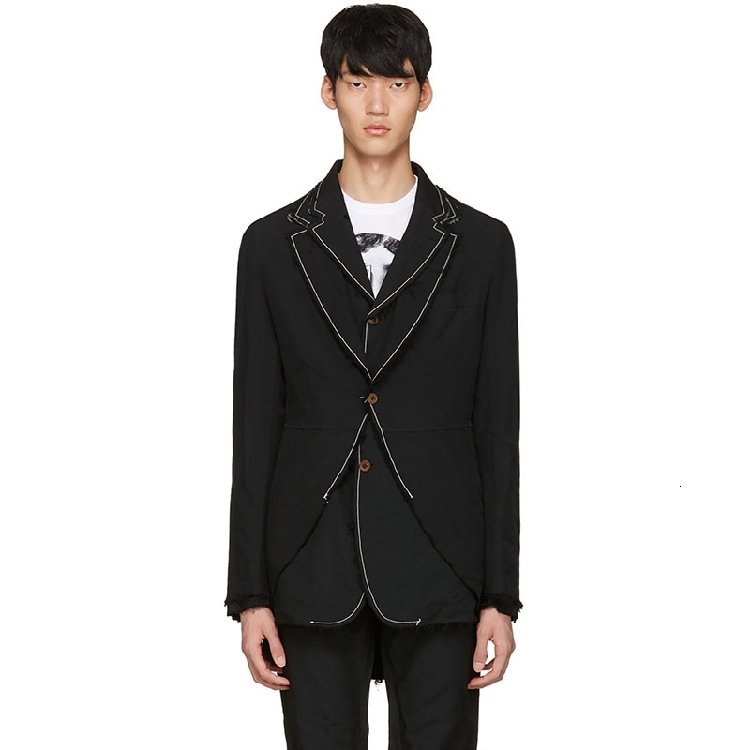 

2021 Homemade New Men Suit Double Layer Splicing Free Leisure. S-!! X65Q, Black