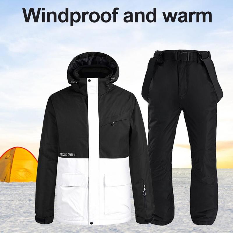

New Thicken Warm Ski Suit Men Women Winter Windproof Waterproof Snowboard Jacket Pants Suit Male Plus Size S-3XL