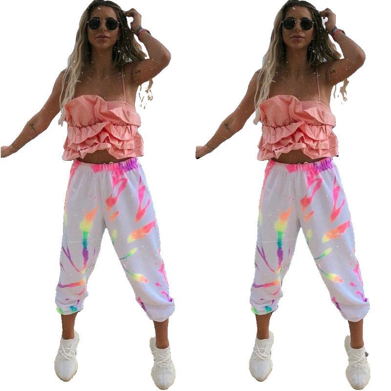 

New Fashion Women Ladies Autumn Casual High Waist Print Long Pants Female Loose Pencil Pants, As pic