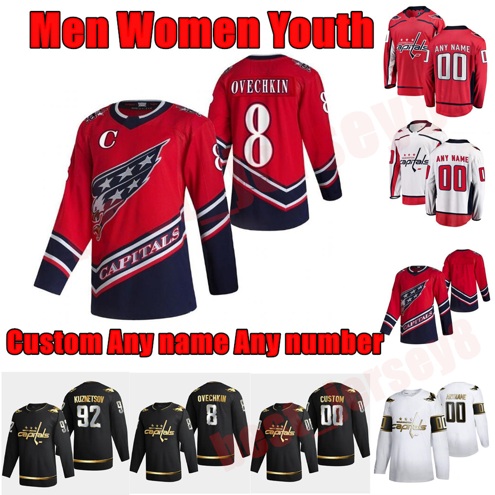 

Reverse Retro Alex Ovechkin Washington Capitals Hockey Jerseys Tom Wilson Nicklas Backstrom TJ Oshie Braden Holtby Evgeny Kuznetsov John Carlson, Black;red