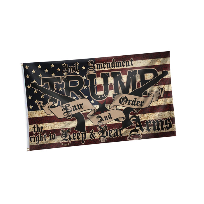 

USA Vintage America Trump Law And Order 2nd Amendment Guns Flag 3x5FT Banner 90x150cm Festival Party Gift 100D Polyester Printed
