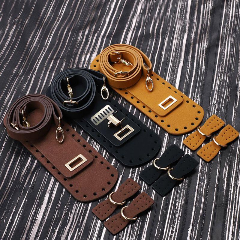 

5 Pieces/Set Artificial Leather Shoulder Bag Replacement Sewing Accessories for DIY Hand-Woven Crocheting Handbag Making Parts