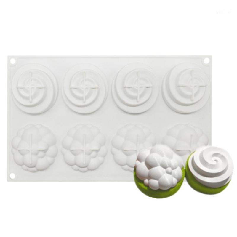 

8 Cavity Spiral Chocolate Brownie Mousse Mould Muffin Pastry French Dessert Tray Cloud Silicone Cake Mold Baking Tool1