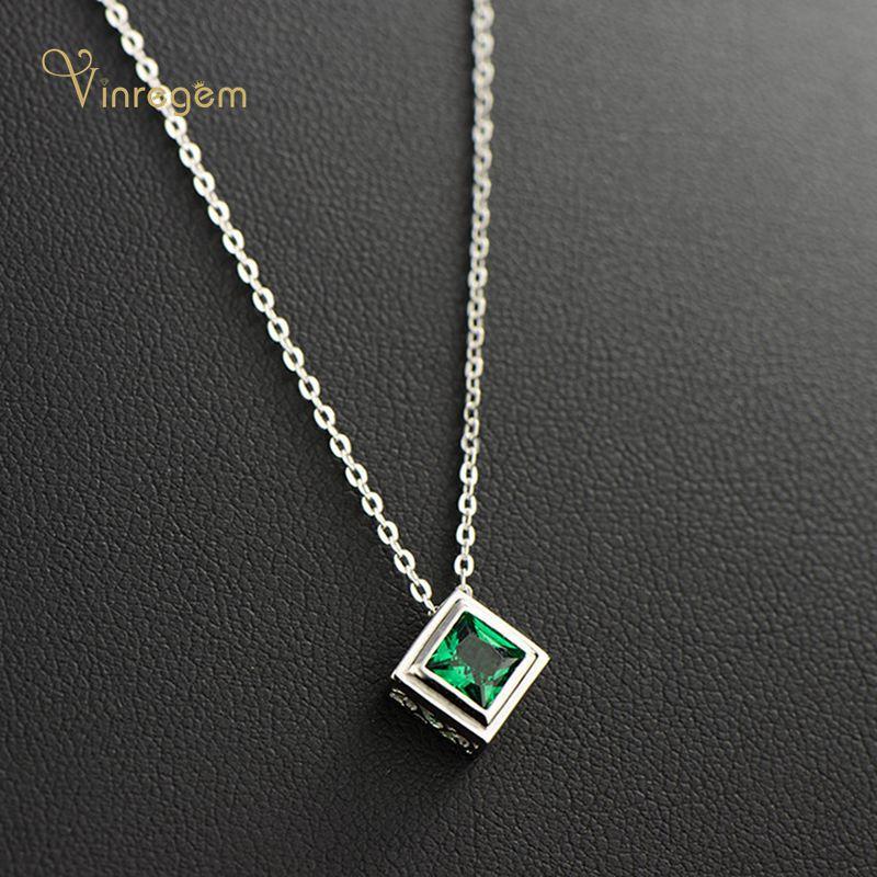

Vinregem 100% 925 Sterling Silver Emerald Gemstone White Gold Women For Pendant Necklace Engagement Fine Jewelry Wholesale
