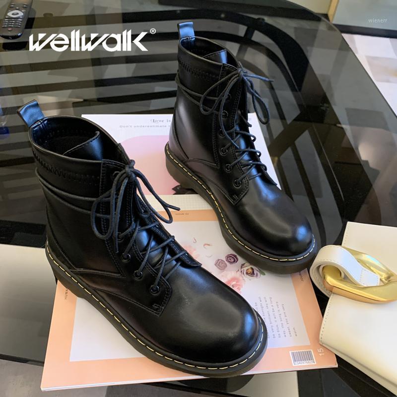 

Platform Boots Women Winter Shoes Woman Boots Rubber Sole Ankle Female Black Color Lace-Up Booties 2020 New1