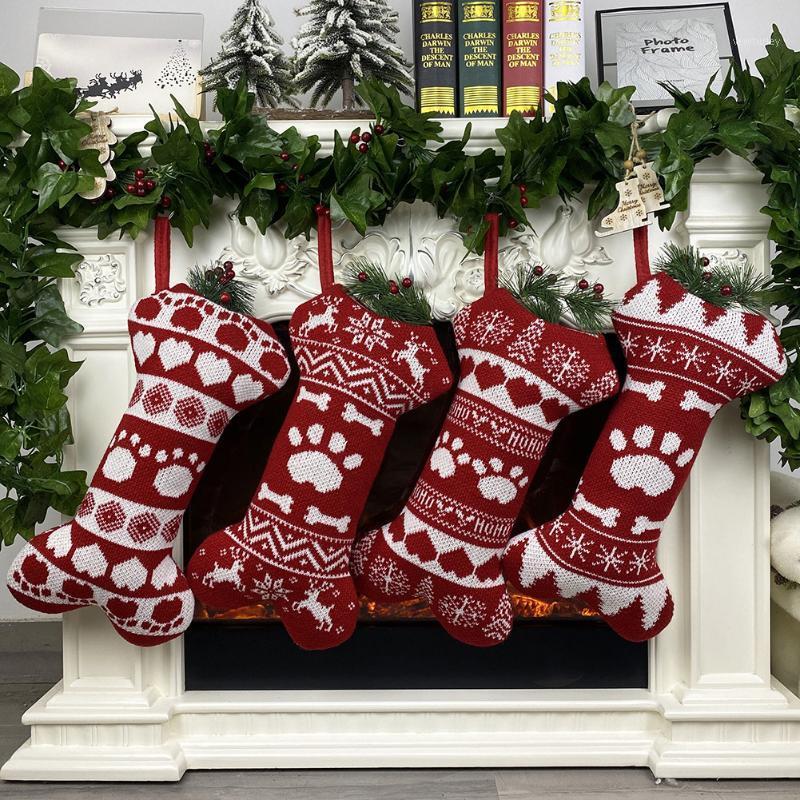 

Fireplace Tree Christmas Decoration Creative Knitted Christmas Stockings Tree Pendant Desktop Ornaments1