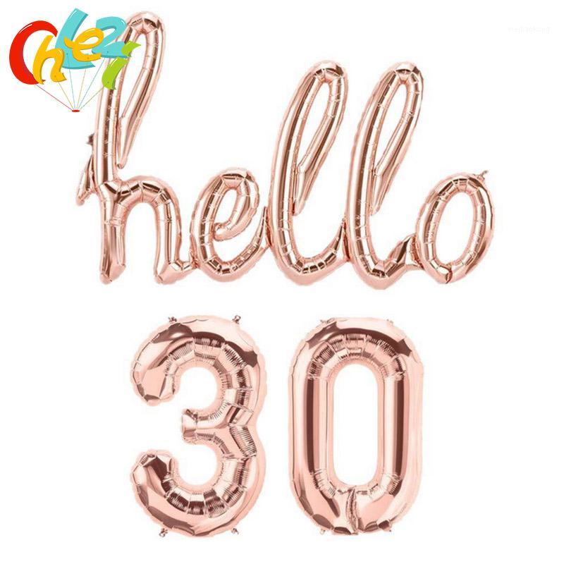 

1set 16inch Number foil balloon Conjoined letters hello 30 40 50 Rose gold silver color for birthday party decoration balloons1
