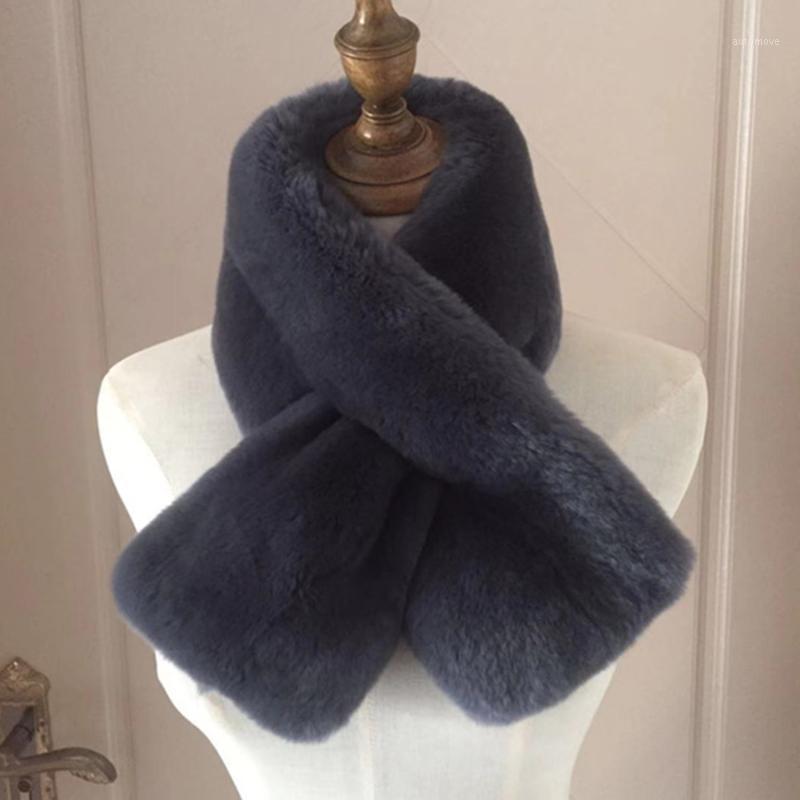 

Scarf Warm Winter Women 100% Natural Rex Fur Thicken Neckerchief Soft Plush Women New-Arrival Muffler Shawl1