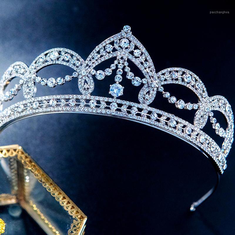 

Design European And American Wedding Crown Tiara Alloy Rhinestone Zircon Princess Bridal Hairpiece For Bride Hair Clips & Barrettes, Golden;silver
