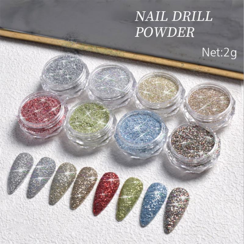 

Crystal Diamond Powder Electroplated Powder Nail Art 8 Colors Glitter Cosmetic Grade Nail Laser Reflective