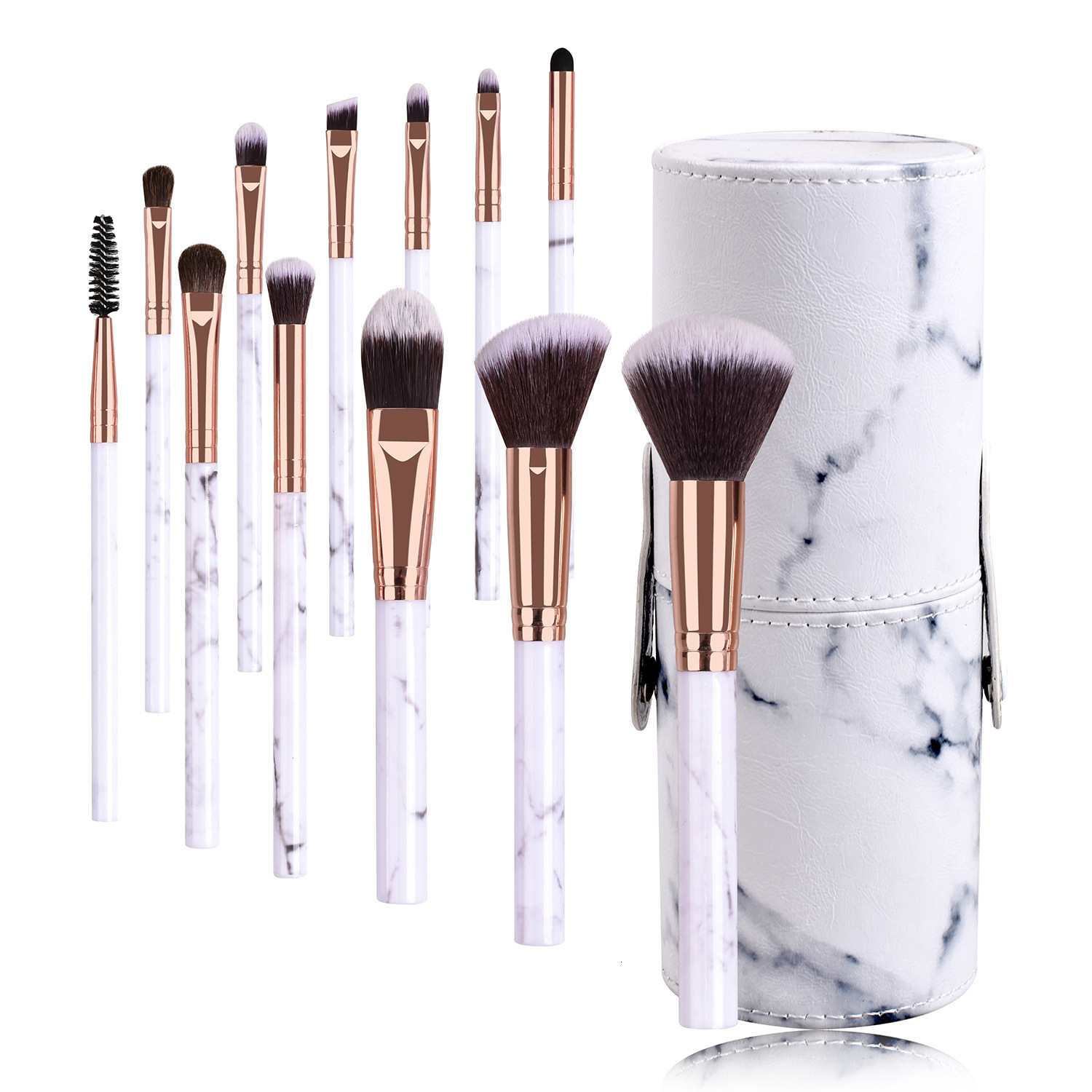 

12 Pieces Marble Makeup Set Powder Brush Beauty Tools ACKV