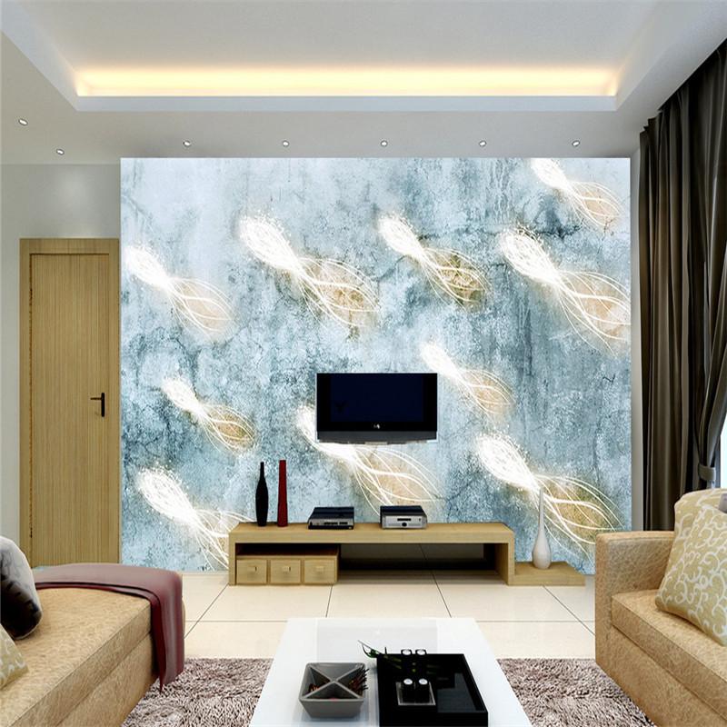 

Custom Photo Wallpapers 3D Modern Abstract Light Fish Wall Murals Wallpaper for Living Room Home Decor Grey Marble Wall Papers, As picture