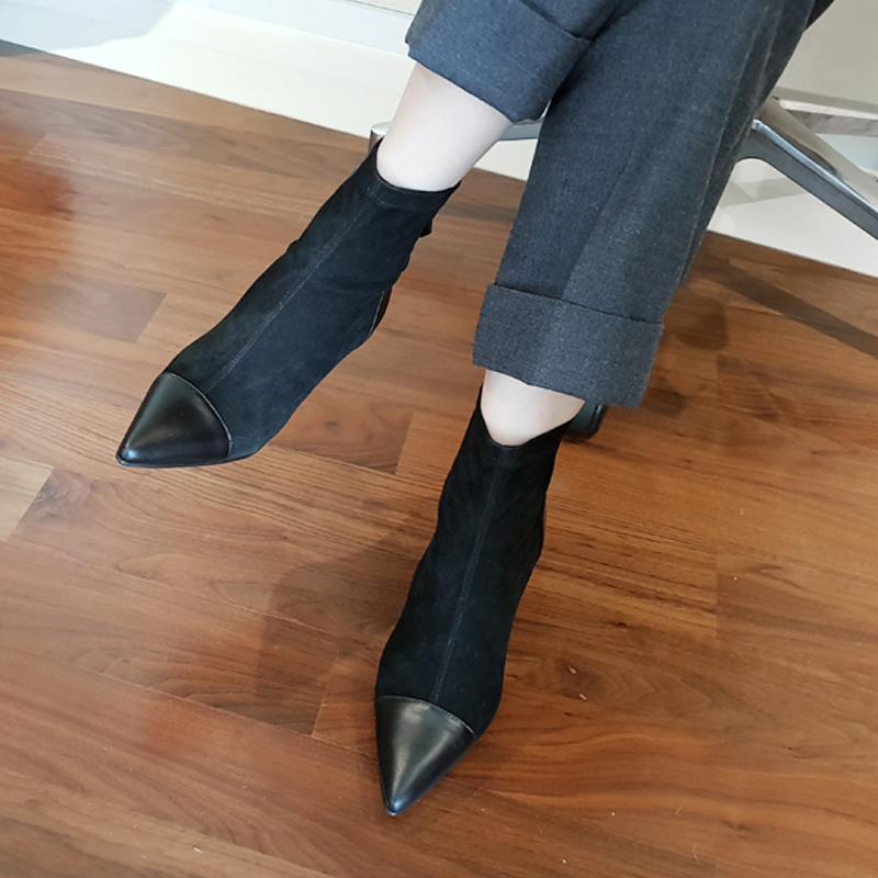 

Women Boots Ankle Short Boots Pointed Stiletto Heels Winter Booties Woman 2020 Formal Size 33-42 Balck, Black 8cm