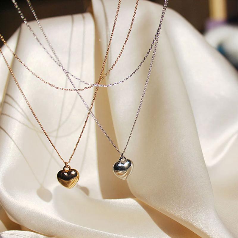 

1PCS Romantic Gold Heart Pendant Charming Necklace for Women Bridal Wedding Anniversary Minimalism Heart Pendant Necklace Gift