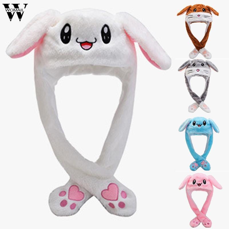 

Winter Hat Unisex Cute fashion embroidery cartoon plush hat ears will move warm Plush child cap D261, Wh