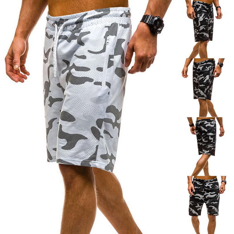 

Mens Camouflage Printed Skinny Shorts Elastic Waist Drawstring Fitness Slim Gym Sports Stretch Short Pant Men Camo Summer Shorts1, White